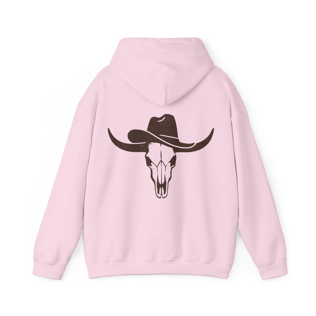 Western Cowboy Longhorn Skull Hoodie — Rustic Country Graphic Hoodie