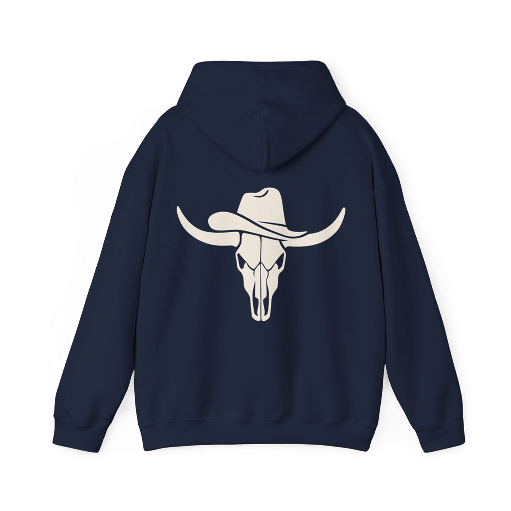 Western Longhorn Skull Hoodie — Cowboy Cow Skull Graphic