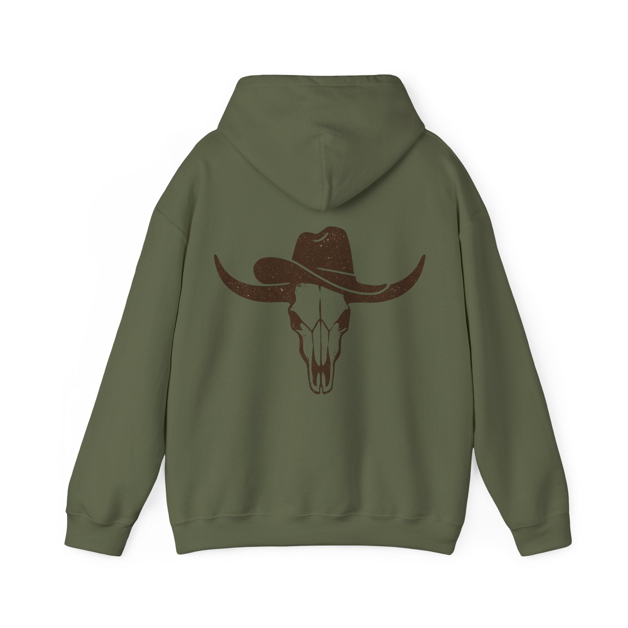 Western Cowboy Longhorn Skull Hoodie — Rustic Country Graphic Hoodie