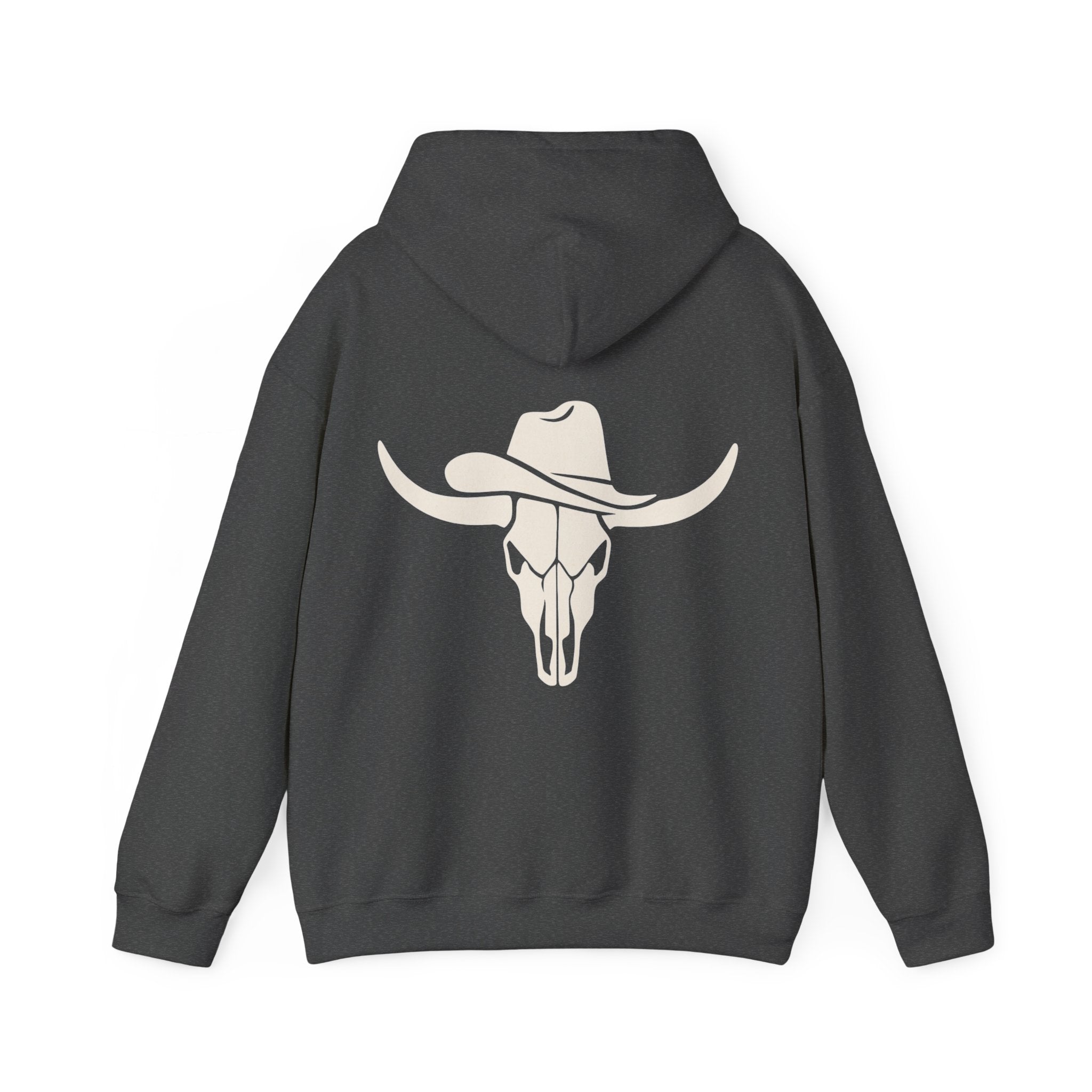 Western Longhorn Skull Hoodie — Cowboy Cow Skull Graphic