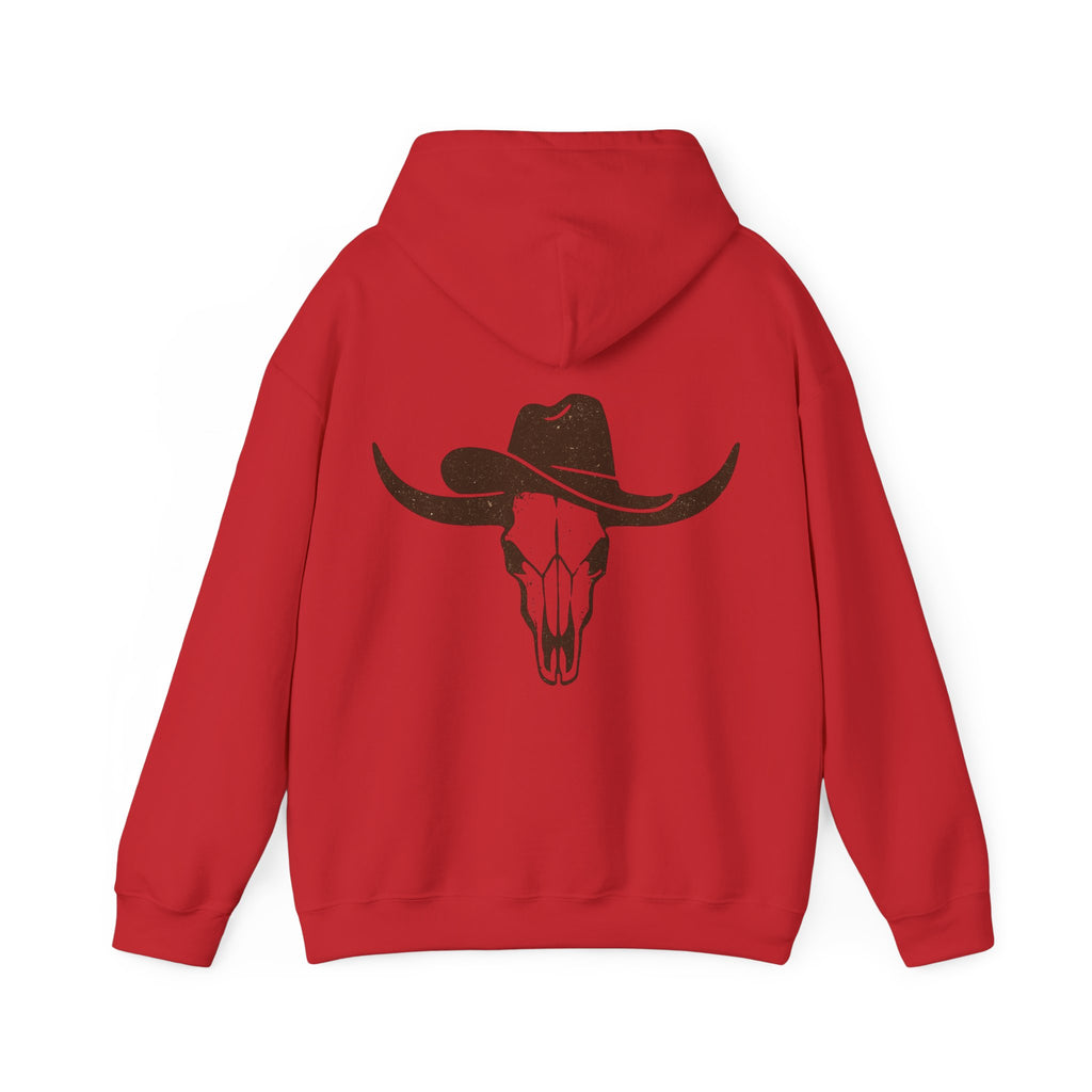 Western Cowboy Longhorn Skull Hoodie — Rustic Country Graphic Hoodie