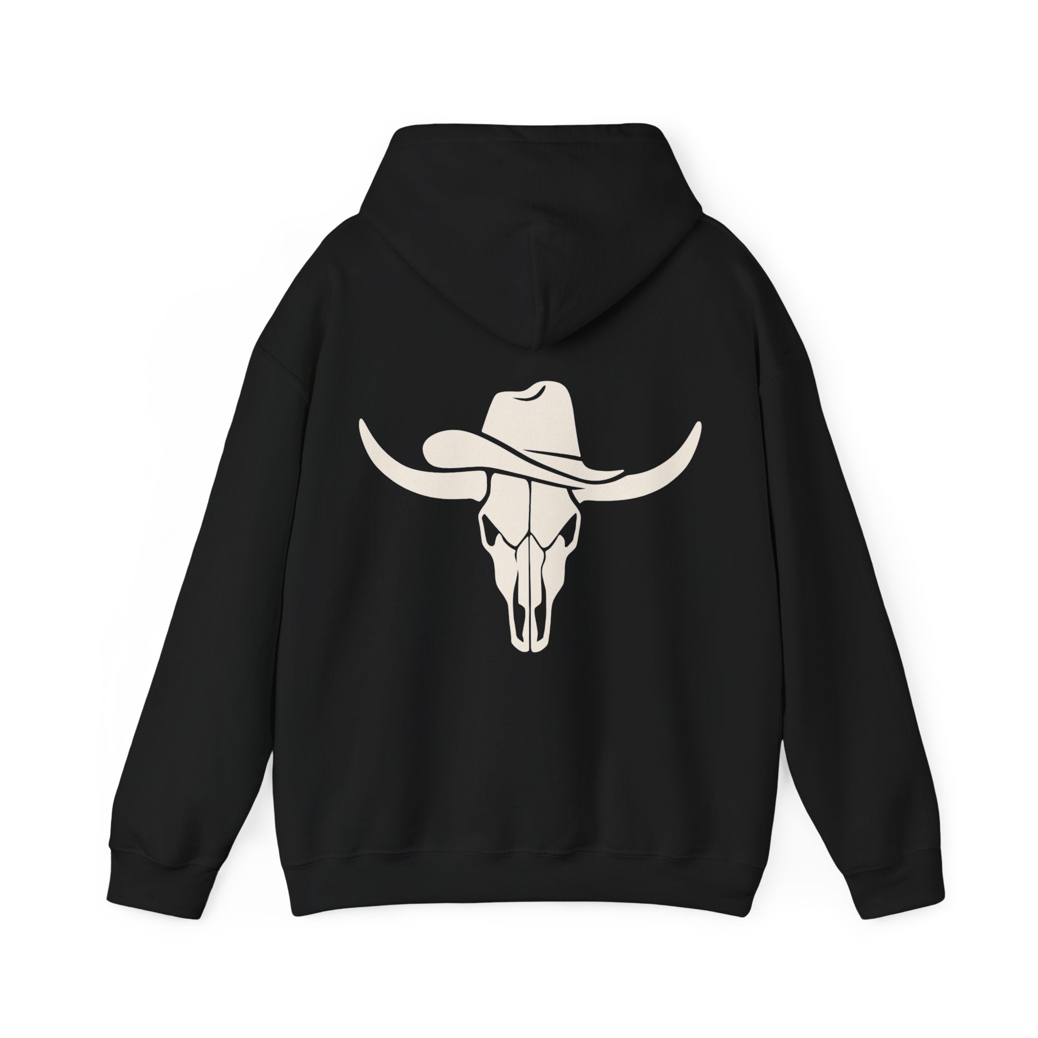 Western Longhorn Skull Hoodie — Cowboy Cow Skull Graphic