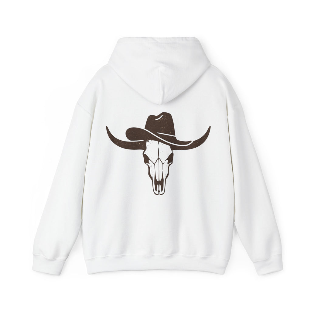Western Cowboy Longhorn Skull Hoodie — Rustic Country Graphic Hoodie
