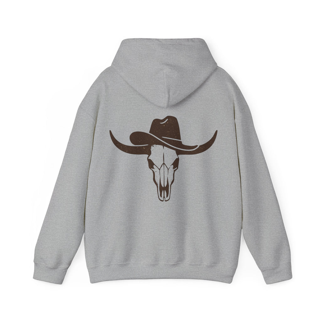 Western Cowboy Longhorn Skull Hoodie — Rustic Country Graphic Hoodie