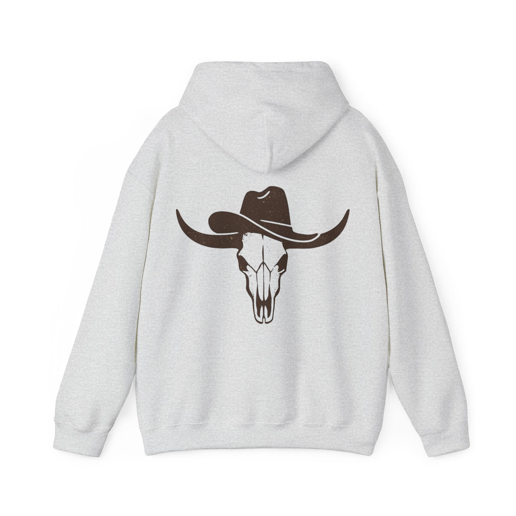 Western Cowboy Longhorn Skull Hoodie — Rustic Country Graphic Hoodie