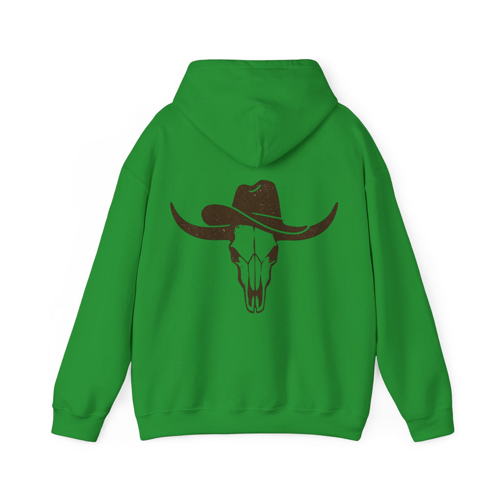 Western Cowboy Longhorn Skull Hoodie — Rustic Country Graphic Hoodie