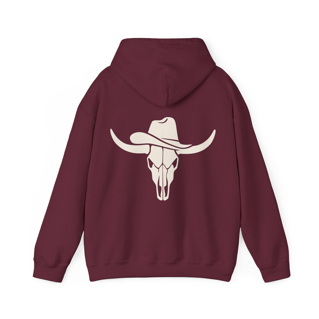 Western Longhorn Skull Hoodie — Cowboy Cow Skull Graphic