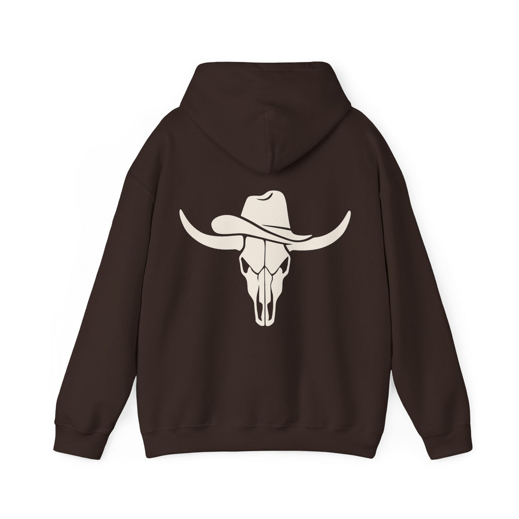 Western Longhorn Skull Hoodie — Cowboy Cow Skull Graphic