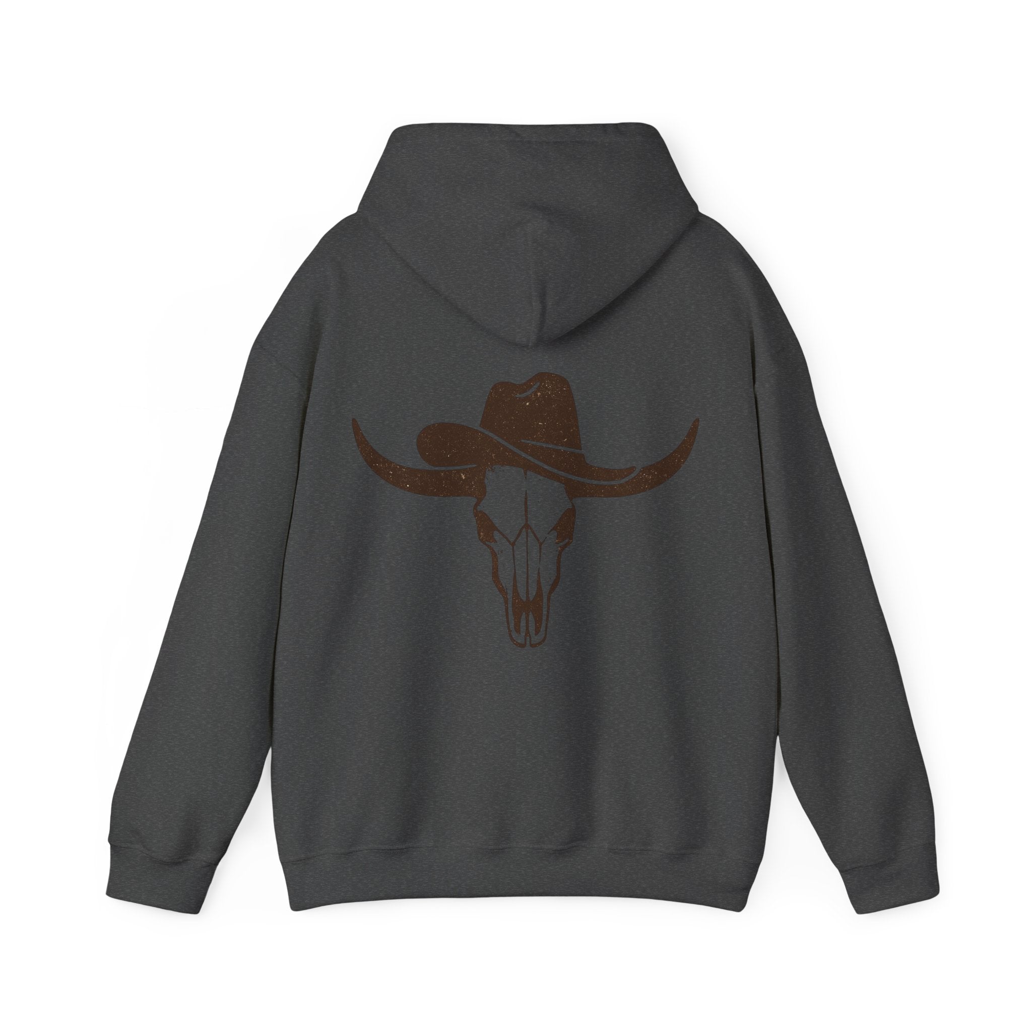 Western Cowboy Longhorn Skull Hoodie — Rustic Country Graphic Hoodie
