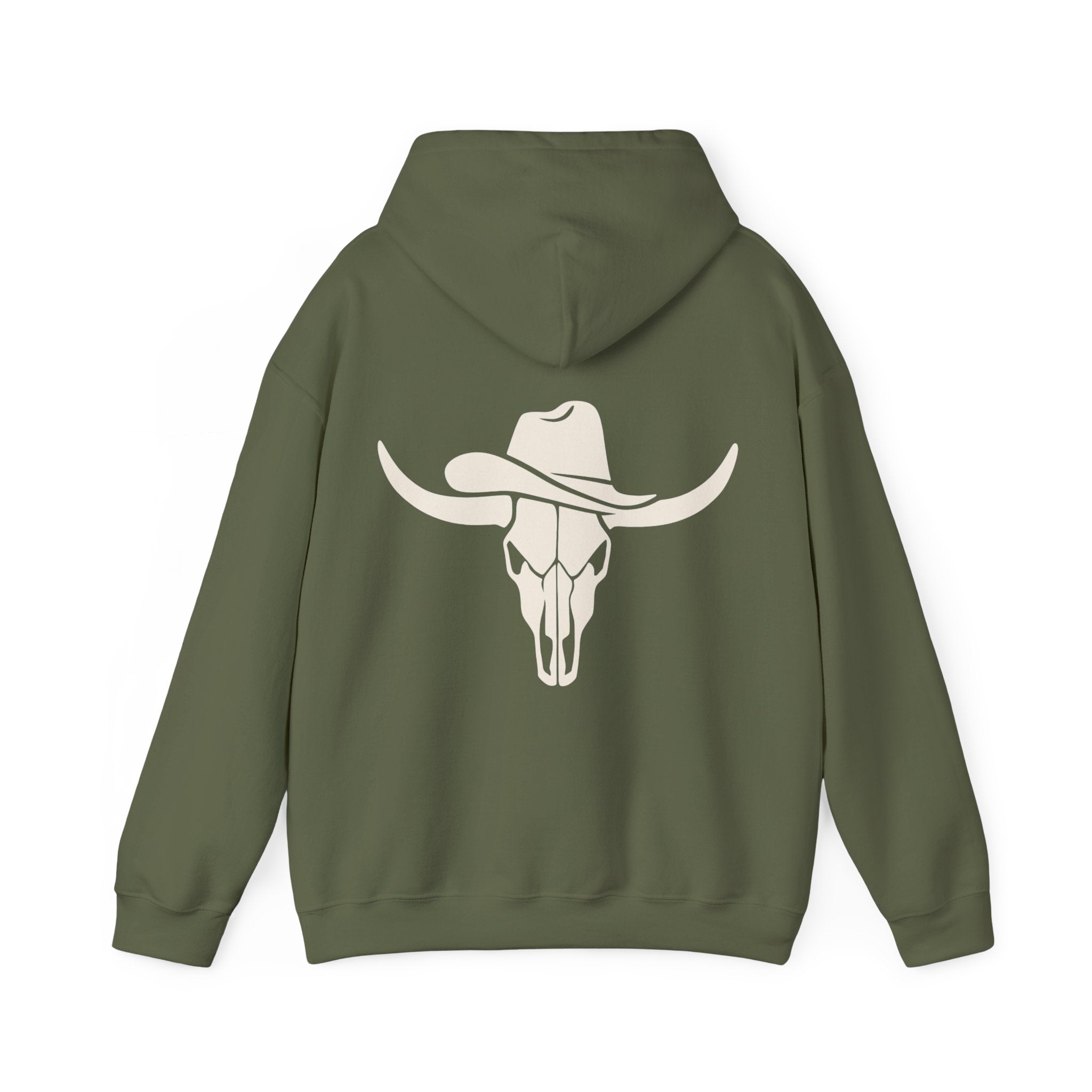 Western Longhorn Skull Hoodie — Cowboy Cow Skull Graphic