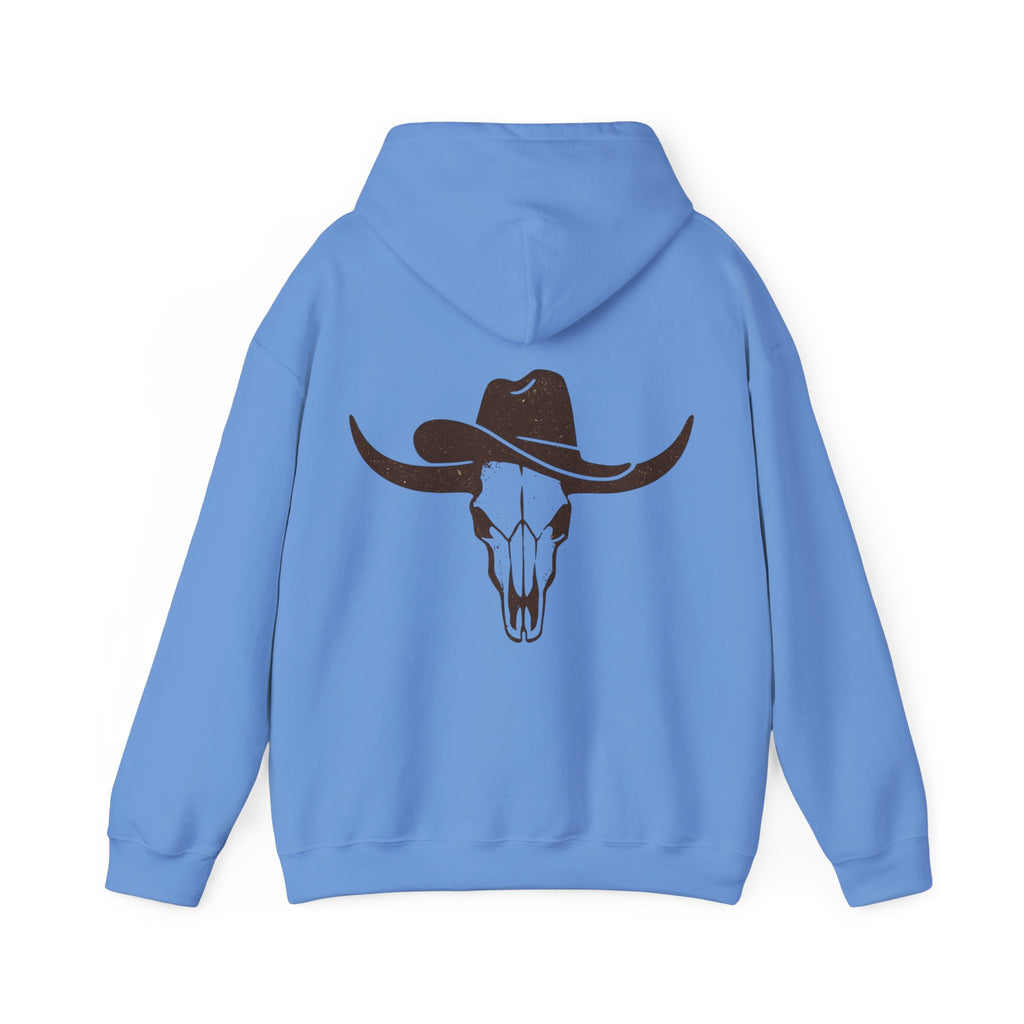 Western Cowboy Longhorn Skull Hoodie — Rustic Country Graphic Hoodie